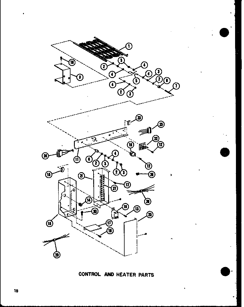 Control and heater parts (bah3500m-a/p55572-26c) (bah3505m-a/p55572-27c) (bah3510m-a/p55572-28c) (bah3514m-a/p55572-29c)