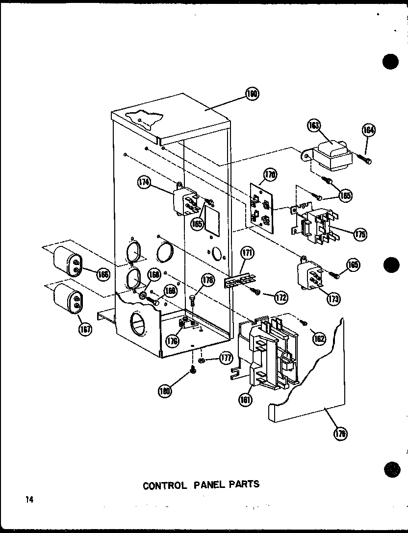 Control panel parts (epcg2508-1a/p55480-14c) (epcg3010-1a/p55480-15c) (epcg3512-1a/p55480-16c)