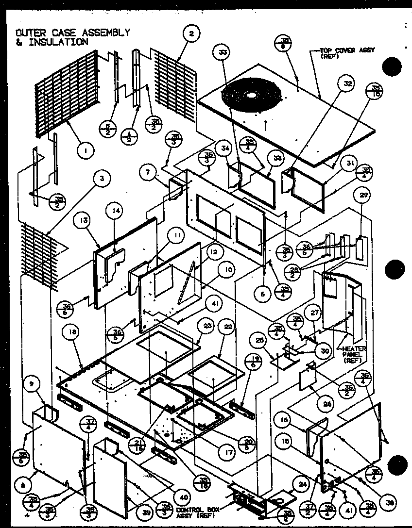 Outer case assembly & insulation (spho24001a/p9999201c) (spho30001a/p9999202c) (spho36001a/p9999203c) (spho36003a/p9999204c)