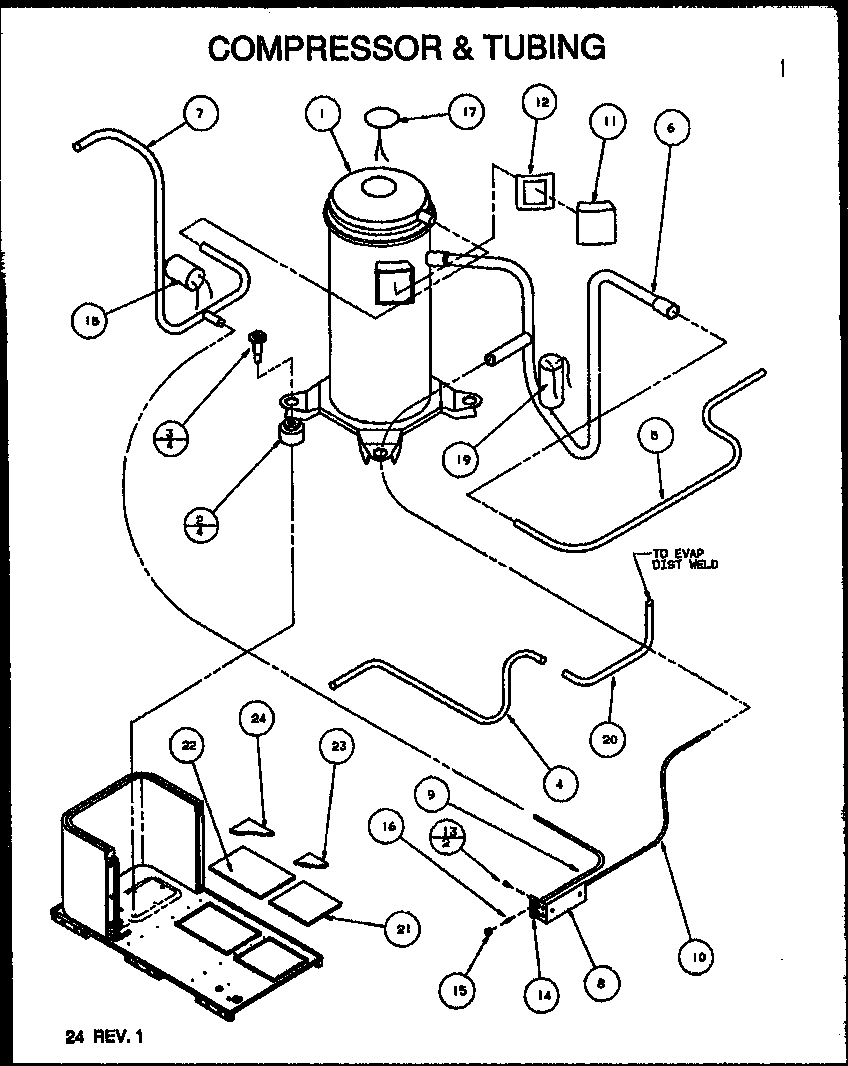 COMPRESSOR & TUBING (PGB24A0902A/P1152403C) (PGB24B0452A/P1154301C) (PGB24A0702A/P1152402C) (PGB24B0452A/P1164701C) (PGB24B0902A/P1164703C) (PGB24B0702A/P1154302C) (PGB24B0702A/P1164702C) (PGB24B0902A/P1154303C) (PGB30A0452A/P1152404C) (PGB30B0452A/P11543