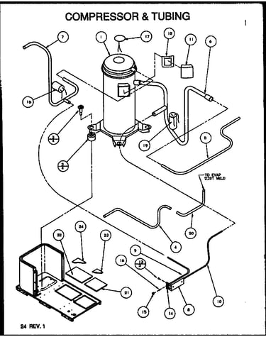 Compressor & tubing (pgb24a0902a/p1152403c) (pgb24b0452a/p1154301c) (pgb24a0702a/p1152402c) (pgb24b0452a/p1164701c) (pgb24b0902a/p1164703c) (pgb24b0702a/p1154302c) (pgb24b0702a/p1164702c) (pgb24b0902a/p1154303c) (pgb30a0452a/p1152404c) (pgb30b0452a/p11543