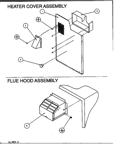 Heater cover assembly/flue hood assembly