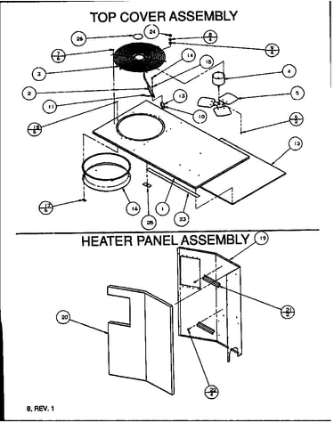 Top cover assembly/heater panel assembly