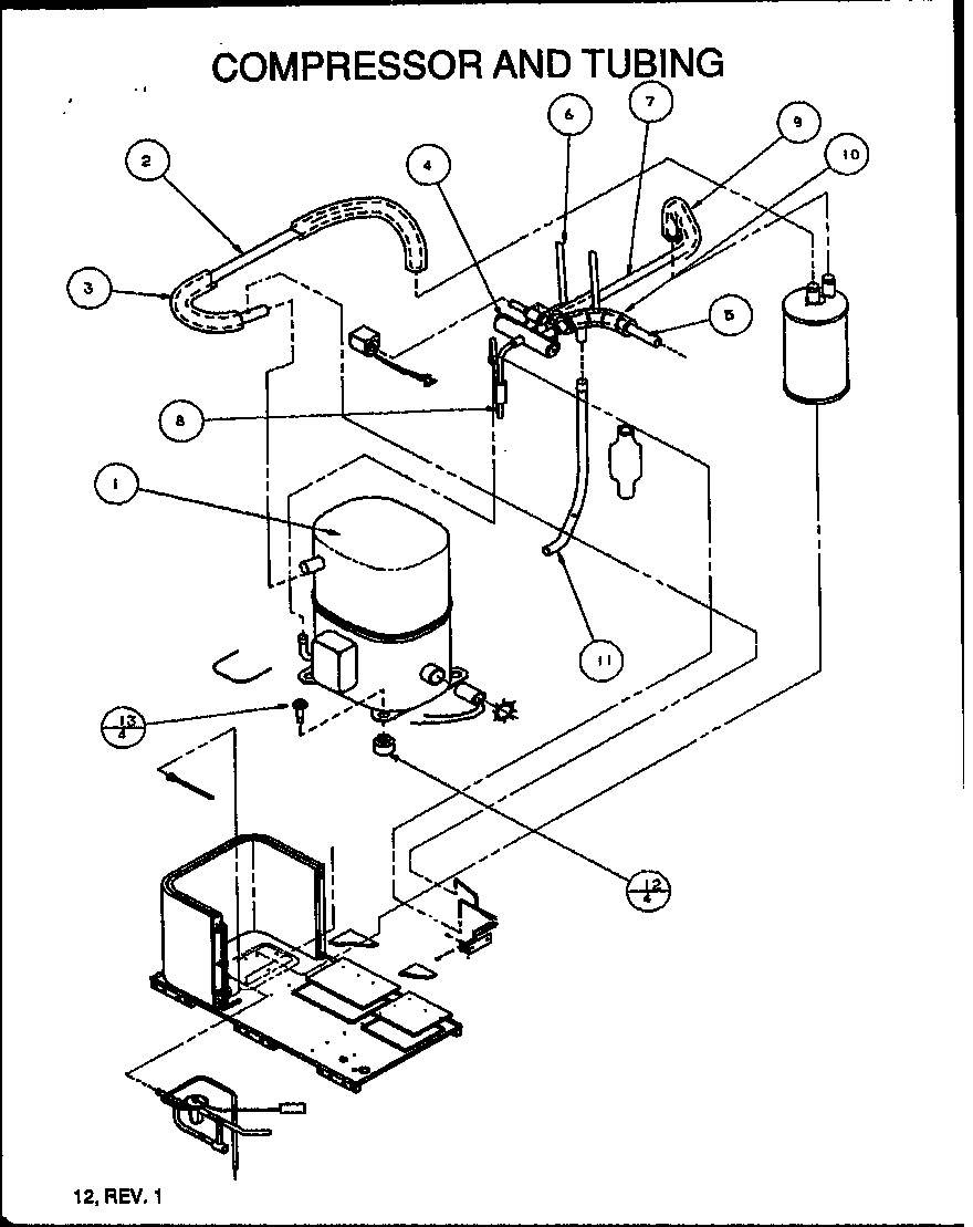 COMPRESSOR AND TUBING (PHA24B0002A/P1153801C) (PHA30B0002A/P1153802C) (PHA36B0002A/P1153803C) (PHA36B0003A/P1153804C)