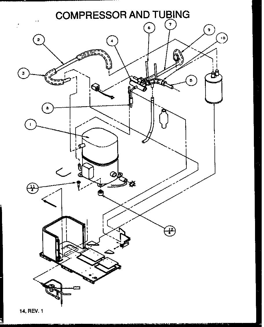 Compressor and tubing (pha42b0001a/p1153901c) (pha42b0003a/p1153902c) (pha48b0003a/p1153904c) (pha48b0001a/p1153903c) (pha60b0001a/p1153905c) (pha60b0003a/p1153906c) (pha60b0003b/p1153908c) (pha60b0002b/p1153907c)