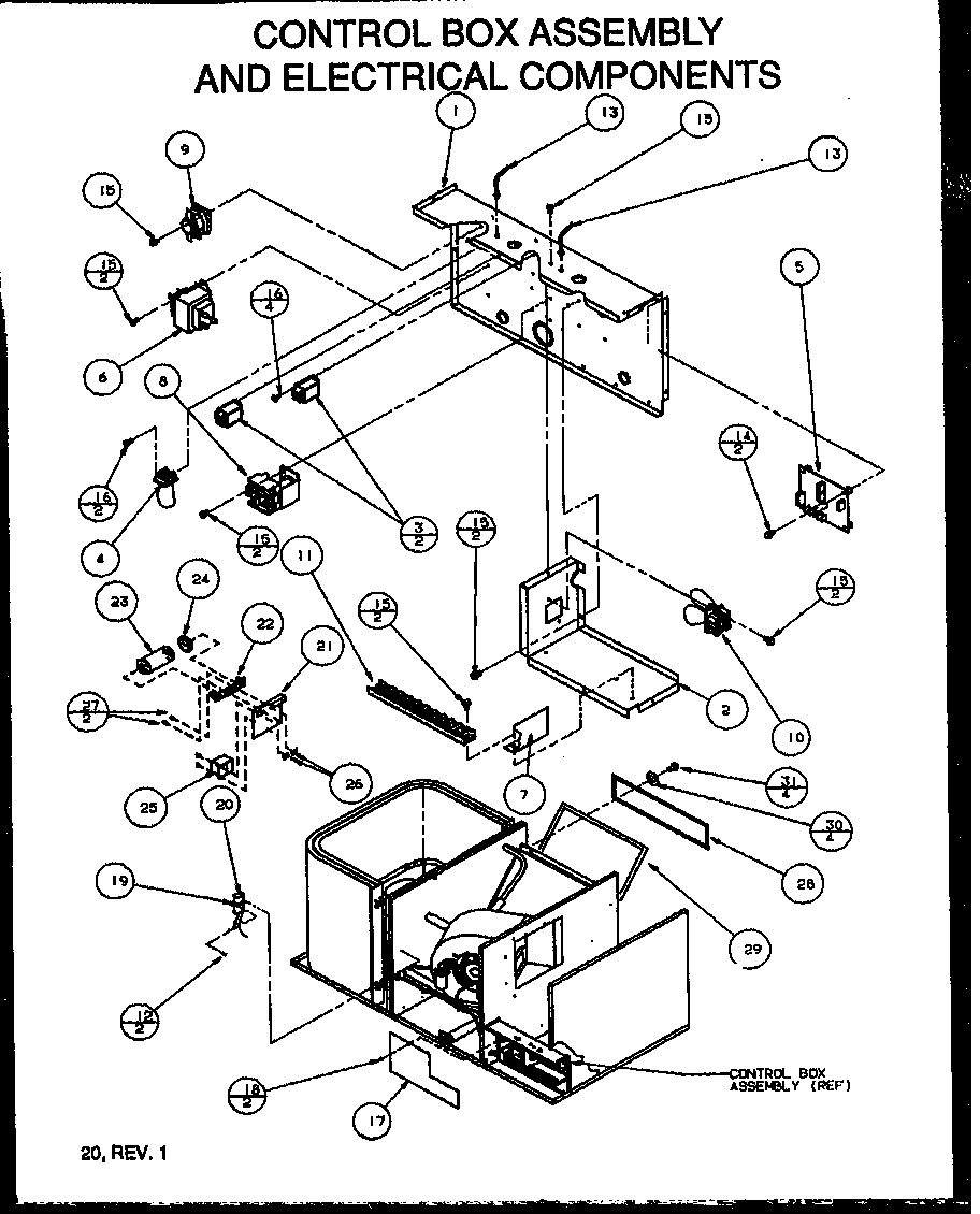 Control box assembly and electrical components
