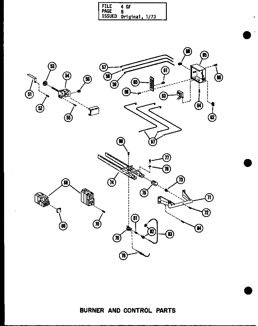 BURNER AND CONTROL PARTS (GH-65DE/P96251-1F) (GH-65DE/P96294-1F) (GH-80DE/P96251-4F) (GH-80DE/P96294-4F) (GH-105DE/P96251-8F) (GH-105DE/P96294-8F) (GH-120DE/P96251-12F) (GH-120DE/P96294-12F) (GH-140DE/P96251-16F) (GH-140DE/P96294-16F)