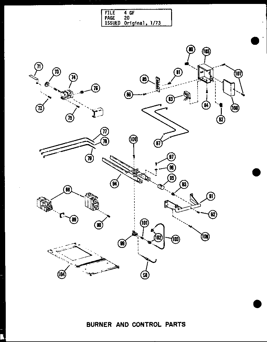 BURNER AND CONTROL PARTS (GH-80E/P96251-3F) (GH-80E/P96294-3F) (GH105E/P96251-7F) (GH-105E/P96294-7F)
