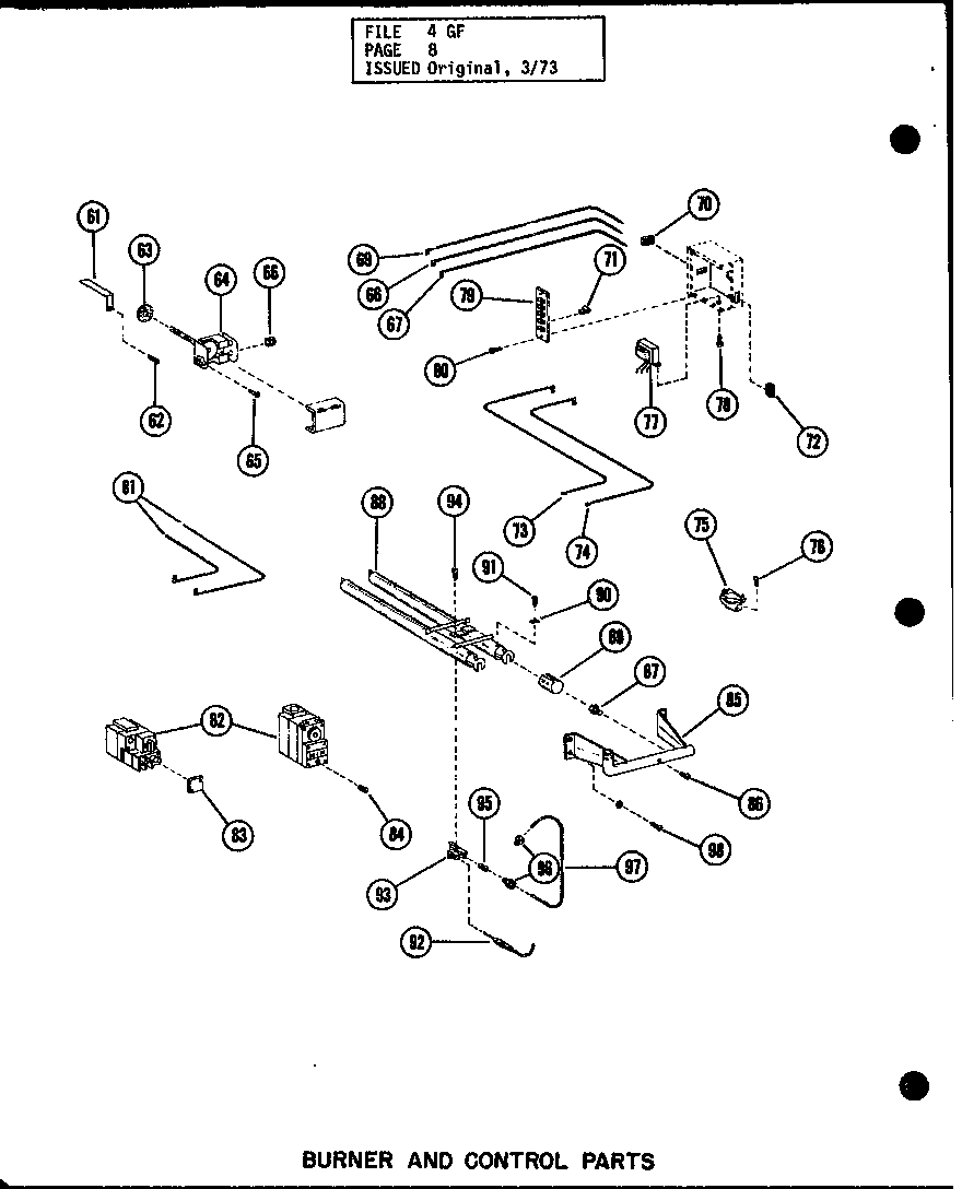 BURNER AND CONTROL PARTS (GC-65DE/P96252-1F) (GC-65DE/P96306-1F) (GC-80DE/P96252-3F) (GC-80DE/P96306-3F) (GC-105DE/P96252-5F) (GC-105DE/P96306-5F) (GC-120DE/P96252-8F) (GC-120DE/P96306-8F)