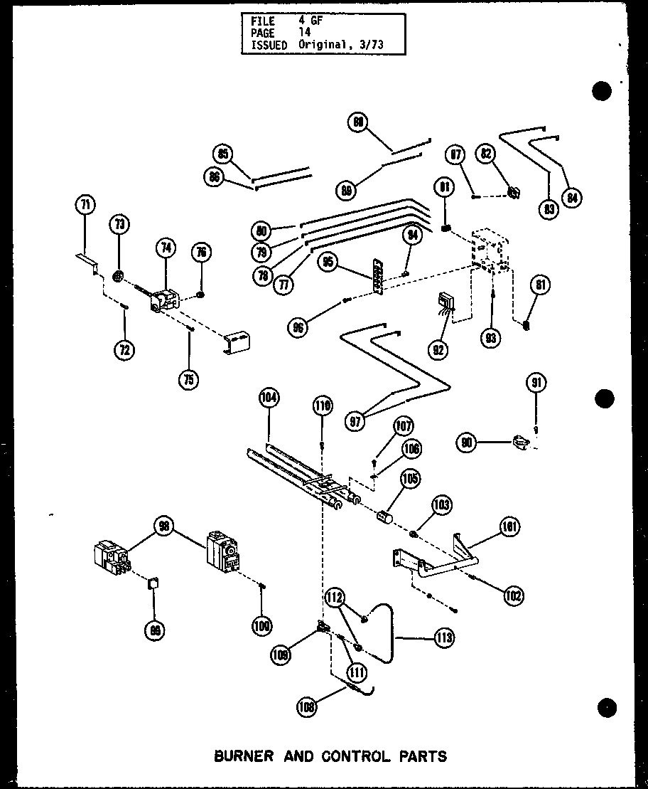 Burner and control parts (gc-65de-2/p96252-2f) (gc-65de-2/p96306-2f) (gc-80de-3/p96252-4f) (gc-80de-3/p96306-4f) (gc-105de-3/p96252-7f) (gc-105de-3/p96306-7f)