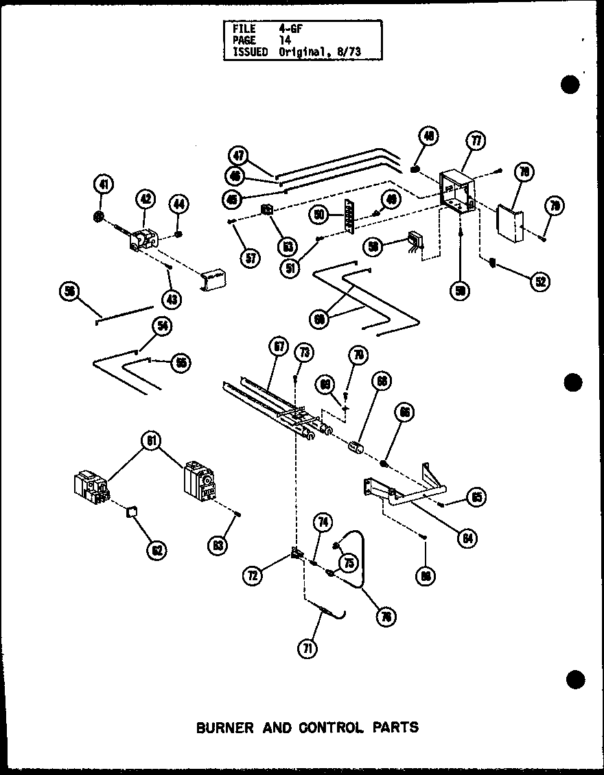 Burner and control parts (gl-105e-3/p96253-2f) (gl-105e-3/p96302-2f) (gl-120e-4/p96253-4f) (gl-120e-4/p96302-4f) (gl-140e-5/p96253-6f) (gl-140e-5/p96302-6f)