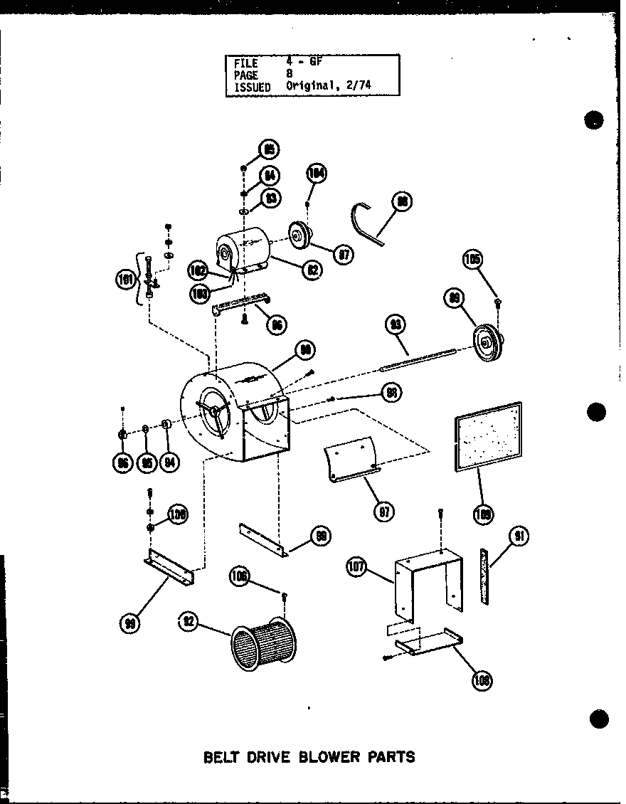 BELT DRIVE BLOWER PARTS (GL-105E/P96328-1F) (GL-120E/P96328-3F) (GL-140E/P96328-5F) (GL-160E/P96328-7F)