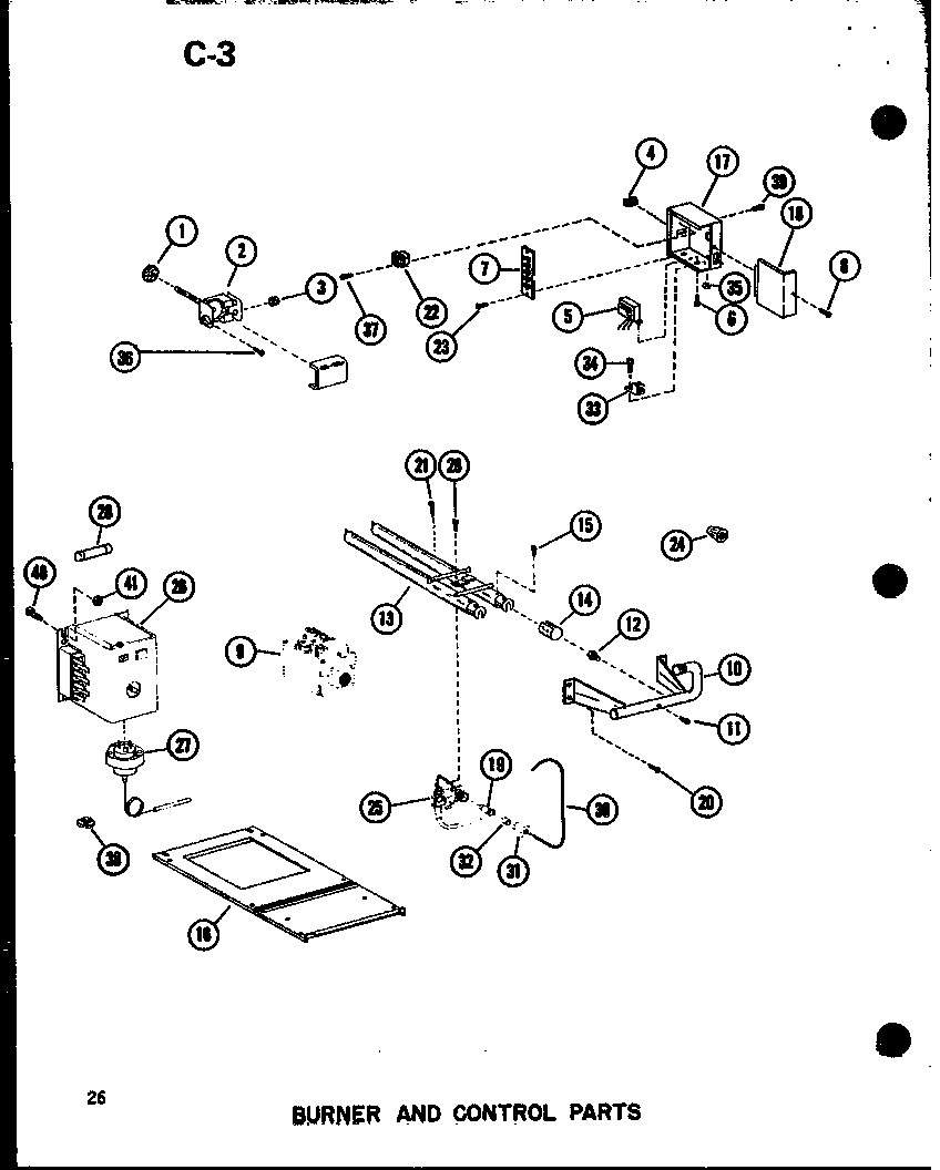 Burner and control parts (ghe65dm-2/p96524-1f) (ghe65dm-3/p96524-2f) (ghe80dm/p96524-3f) (ghe80dm-4/p96524-5f) (ghe105dm/p96524-6f) (ghe80dm03/p96524-4f)