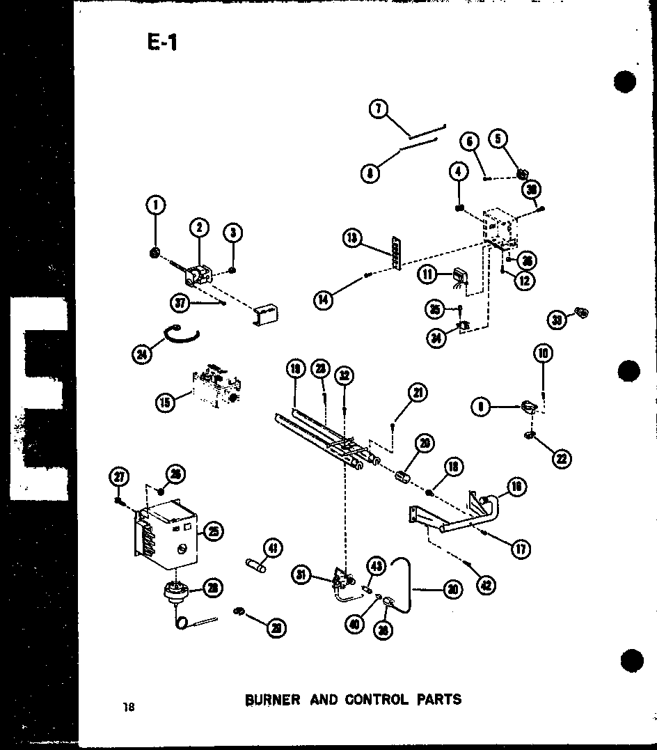 BURNER AND CONTROL PARTS (GCE65DM-2/P96525-1F) (GCE80DM/P96525-2F) (GCE80DM-3/P96525-3F) (GCE105DM/P96525-4F) (GCE105DM-3/P96525-5F) (GCE120DM/P96525-6F) (GCE120DM-3.5/P96525-7F)