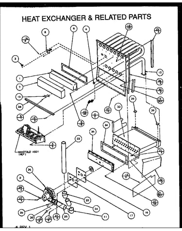 Heat exchanger & related parts (guc045c30c/p1114307f) (guc045x30a/p1173601f) (guc07035) (guc070c40c/p1114309f) (guc070x40a/p1173603f)