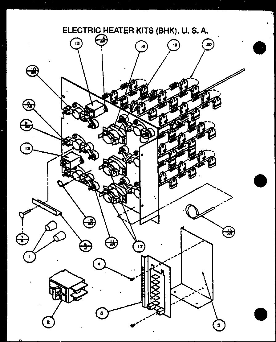Electric heater kits (bhk)/u.s.a (bhk01a/p1101601c) (bhk02a/p1101602c) (bhk03a/p1101603c) (bhk04a/p1101604c) (bhk05a/p1101605c) (bhk06a/p1101606c)