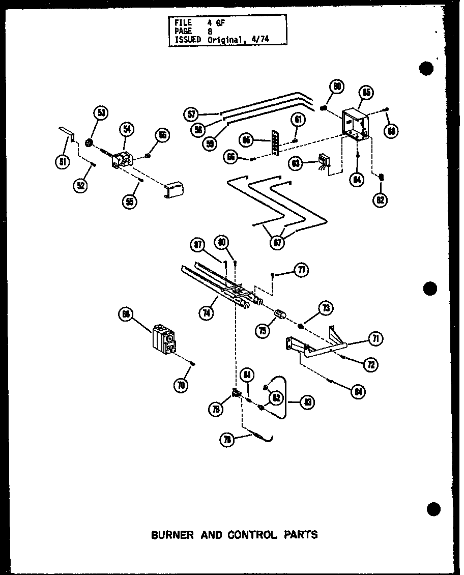 Burner and control parts (gh-65de/p96324-1f) (gh-80de/p96324-4f) (gh-105de/p96324-8f) (gh-120de/p96324-12f) (gh-140de/p96324-16f)
