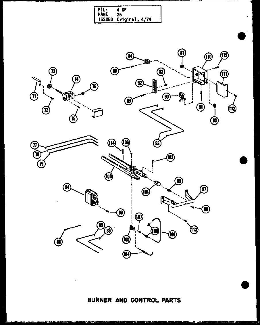Burner and control parts (gh-80e-3/p96324-5f) (gh-105e-3/p96324-9f) (gh-120e-4/p96324-13f) (gh-140e-4/p96324-17f)