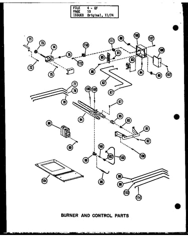 Burner and control parts (gh80de-2/p6324-26f) (gh105e-r3/p96324-27f) (gh120e-r3/p96324-28f) (gh140e-r4/p96324-29f) (gh160e-r4/p96324-30f) (gh200e-r4/p96324-31f)