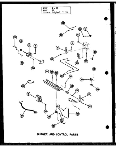 Burner and control parts (gc65df-2/p96331-12f) (gc80df/p96331-13f) (gc80df-3/p96331-14f) (gc105df/p96331-15f) (gc105df-3/p96331-16f) (gc120df/p96331-17f) (gc120df-3.5/p96331-18f) (gc140df-4/p96331-19f)