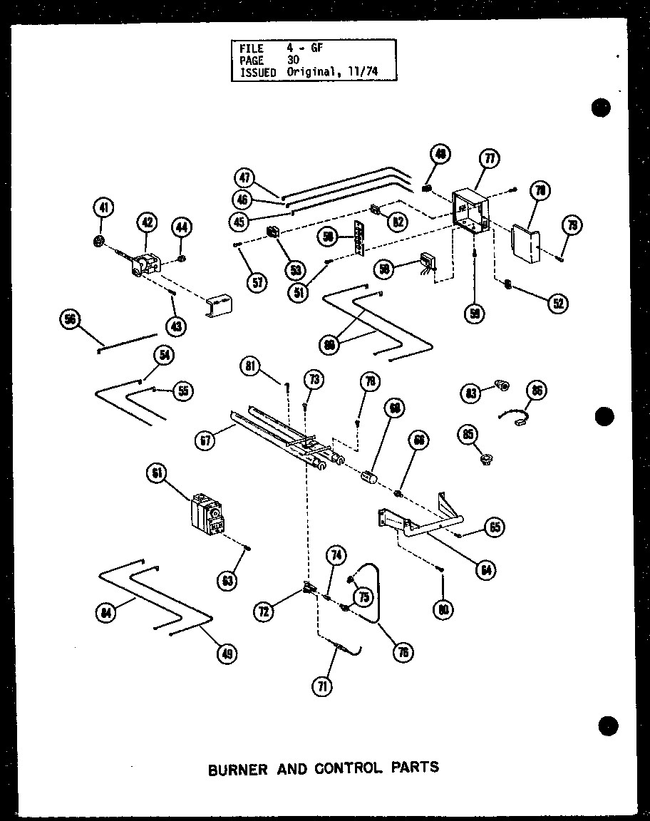 Burner and control parts (gl-105e-r3/p96328-9f) (gl-120e-r3/p96328-10f) (gl-140e-r4/p96328-11f) (gl-160e-r4/p96328-12f) (gl-200e-r4/p96328-13f)
