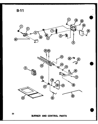 Burner and control parts (gh80dj/p96454-20f) (gh80dj-2/p96454-21f) (gh80dj-3/p96454-22f) (gh80dj-4/p96454-5f) (gh105dj/p96454-6f) (gh105dj-3/p96454-7f)