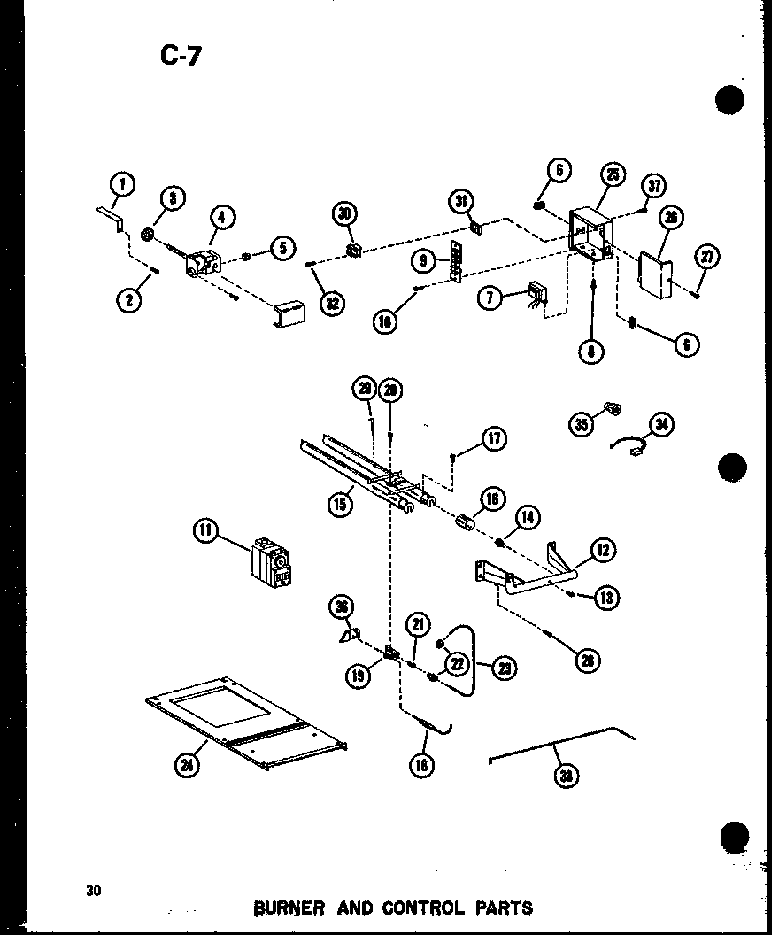 BURNER AND CONTROL PARTS (GH105DJ/P96454-24F) (GH105DJ-R3/P96454-8F) (GH105J-R3/P96454-26F) (GH120DE-5/P96294-23F) (GH120DJ/P96454-9F)