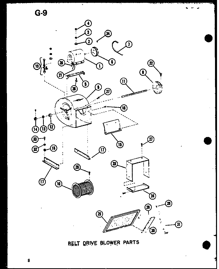 Belt drive blower parts