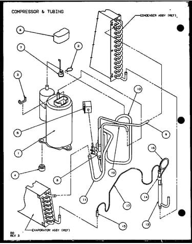 Compressor & tubing (pth09300f/p1102601r) (pth09400f/p1102701r) (pth09300fc/p1103001r) (pth09400fc/p1103101r)