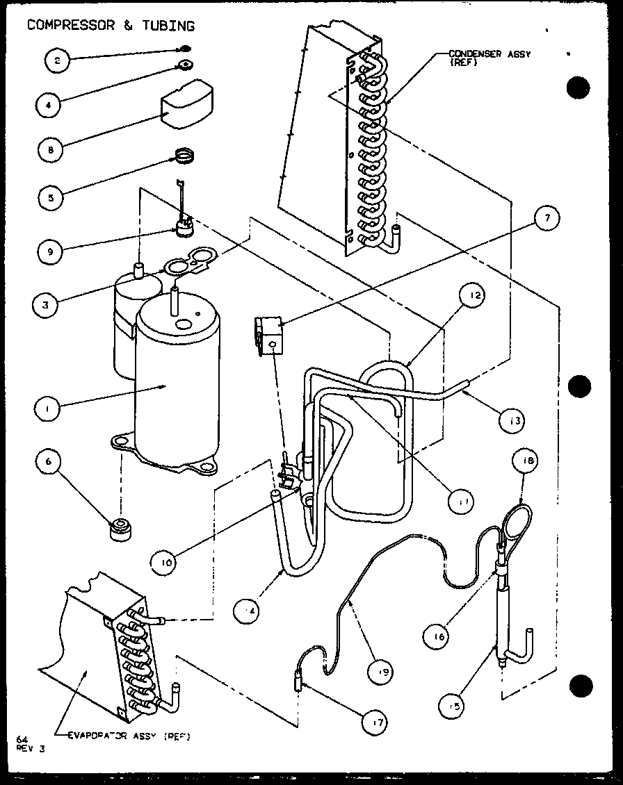 COMPRESSOR & TUBING (PTH12300E/P9806815R) (PTH12400E/P9806915R) (PTH12300EC/P9811815R) (PTH12400EC/P9872315R)