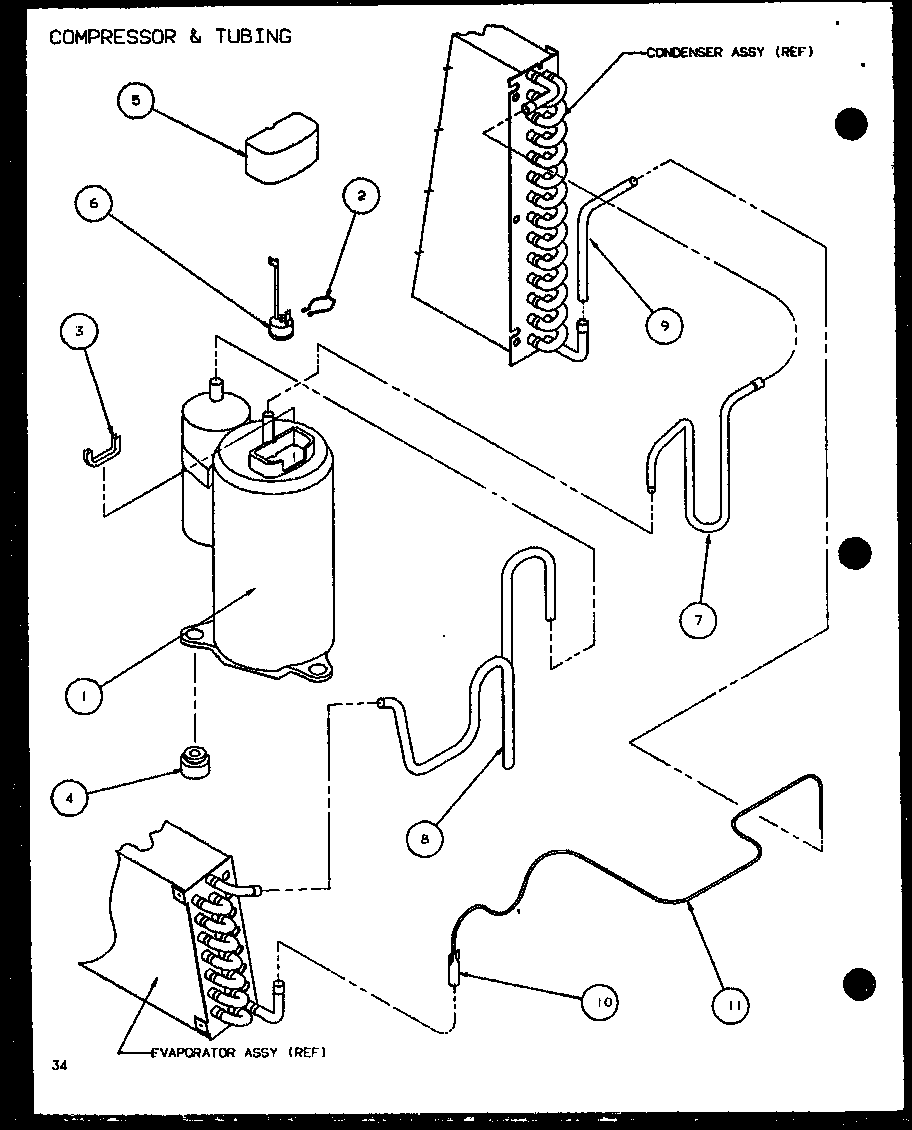 COMPRESSOR & TUBING (PTC09300E/P9999708R) (PTC09400E/P9806708R) (PTC09300EC/P9811708R) (PTC09400EC/P9872408R)