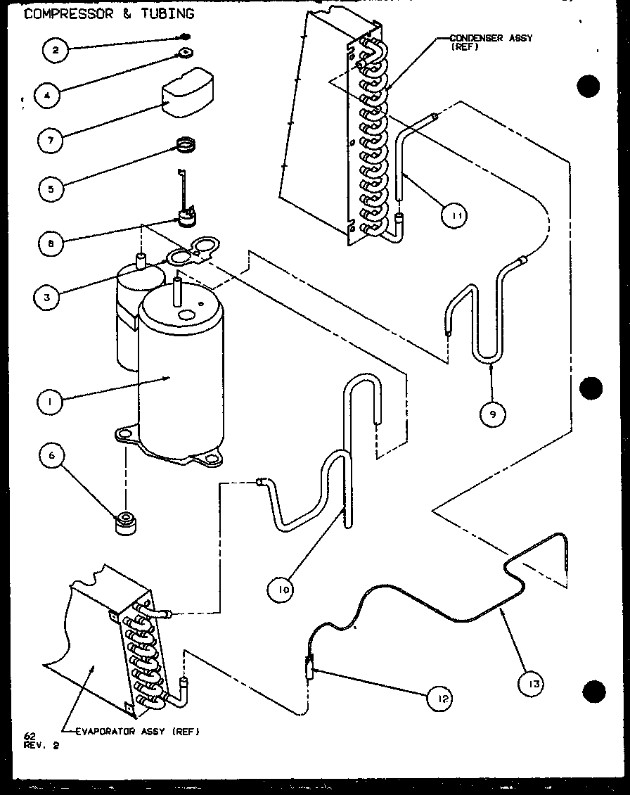 COMPRESSOR & TUBING (PTC12300E/P9999729R) (PTC12400E/P9806729R) (PTC12300EC/P9811729R) (PTC12400EC/P9872429R)