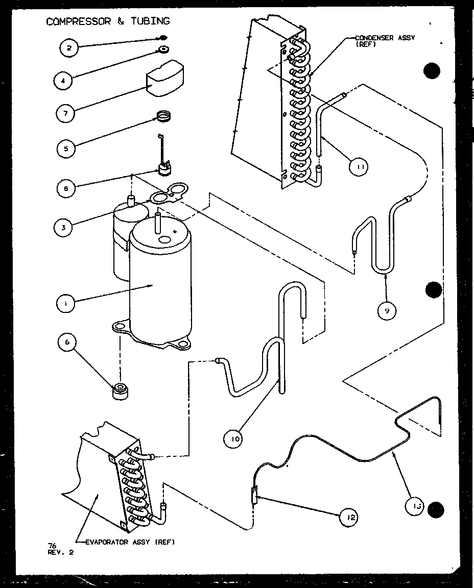 COMPRESSOR & TUBING (PTC15300E/P9999722R) (PTC15400E/P9806722R) (PTC15300EC/P9811722R) (PTC15400EC/P9872422R)