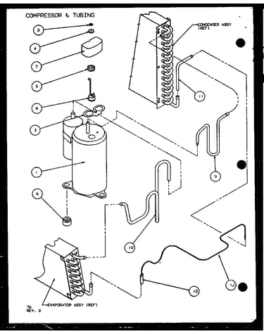 Compressor & tubing (ptc15300e/p9999722r) (ptc15400e/p9806722r) (ptc15300ec/p9811722r) (ptc15400ec/p9872422r)