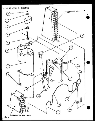 Compressor & tubing (pth15300er/p9812622r) (pth15400er/p9872122r)
