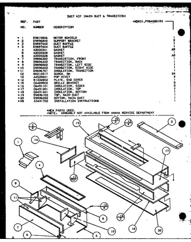 Duct kit (main duct & transition) (mdk01/p9846801rx)