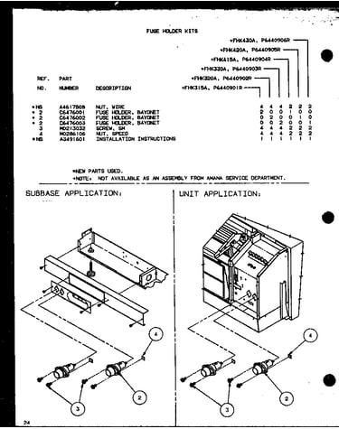 Fuse holder kits (fhk315a/p6440901r) (fhk320a/p6440902r) (fhk415a/p6440904r) (fhk420a/p6440905r) (fhk430a/p6440906r)