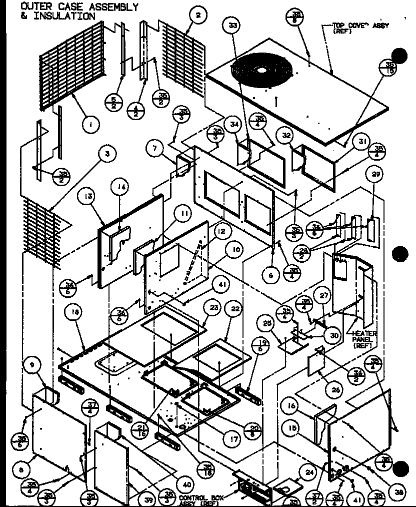 Outer case assembly & insulation (spho42001a/p9999205c) (spho42003a/p9999206c) (spho48001a/p9999207c) (spho48003a/p9999208c) (spho60001a/p9999209c) (spho60003a/p9999210c)