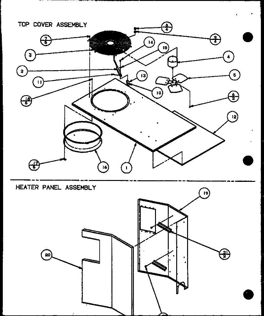 Top cover assembly/heater panel assembly (spho42001a/p9999205c) (spho42003a/p9999206c) (spho48001a/p9999207c) (spho48003a/p9999208c) (spho60001a/p9999209c) (spho60003a/p9999210c)
