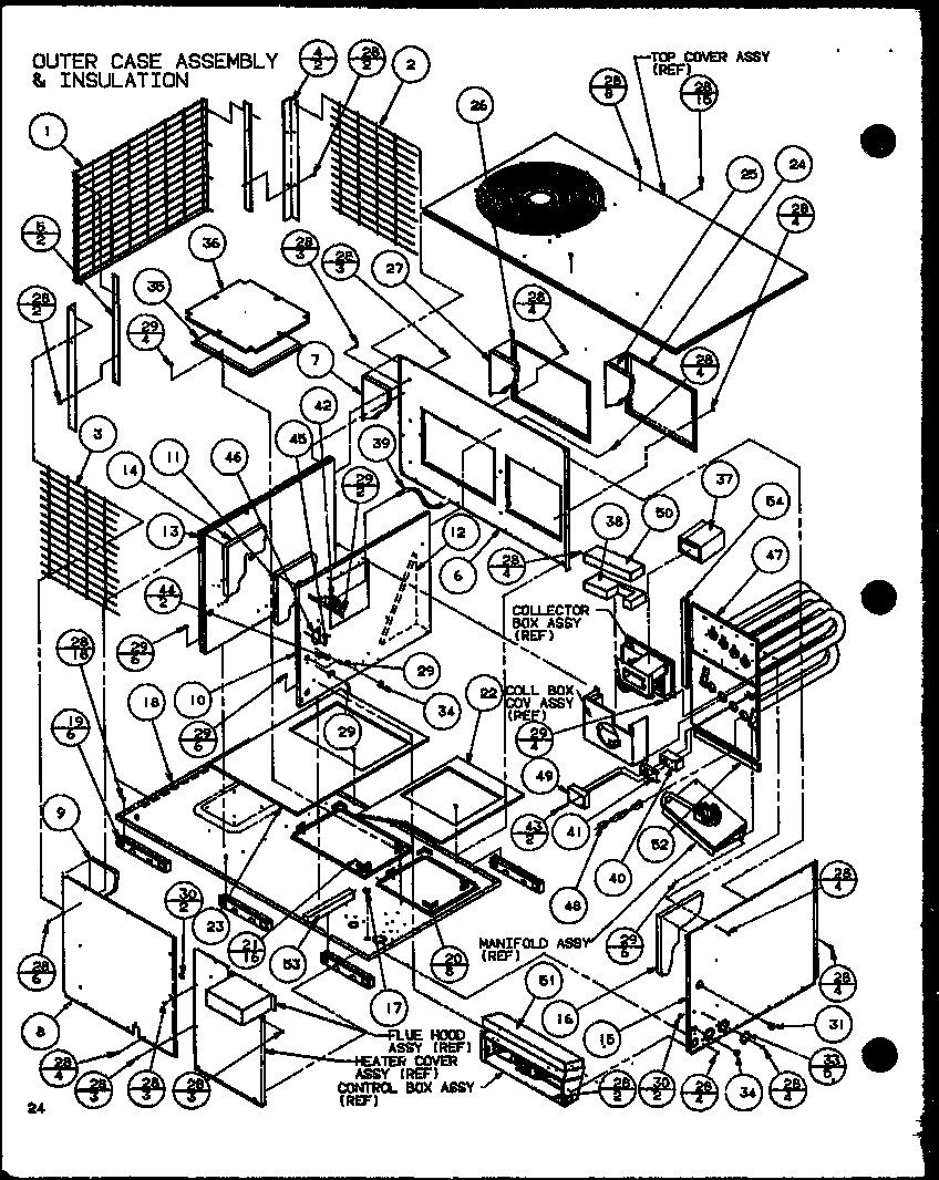 Outer case assembly & insulation (spcg480901a/p9999407c) (spcg480903a/p9999408c) (spcg481151a/p9999409c) (spcg481153a/p9999410c) (spcg481351a/p9999411c) (spcg481353a/p9999412c)