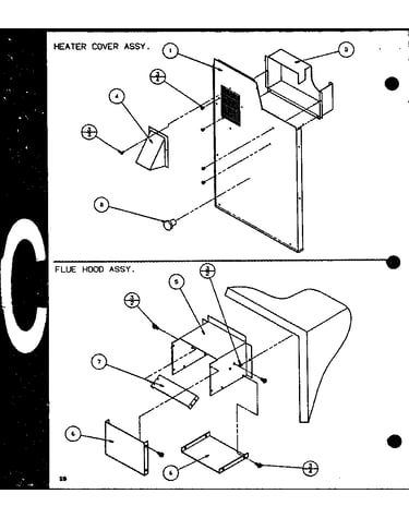 Heater cover assy./flue hood assy. (spcg360451a/p9999307c) (spcg360453a/p9999308c) (spcg360701a/p9999309c) (spcg360703a/p9999310c) (spcg360901a/p9999311c) (spcg360903a/p9999312c)