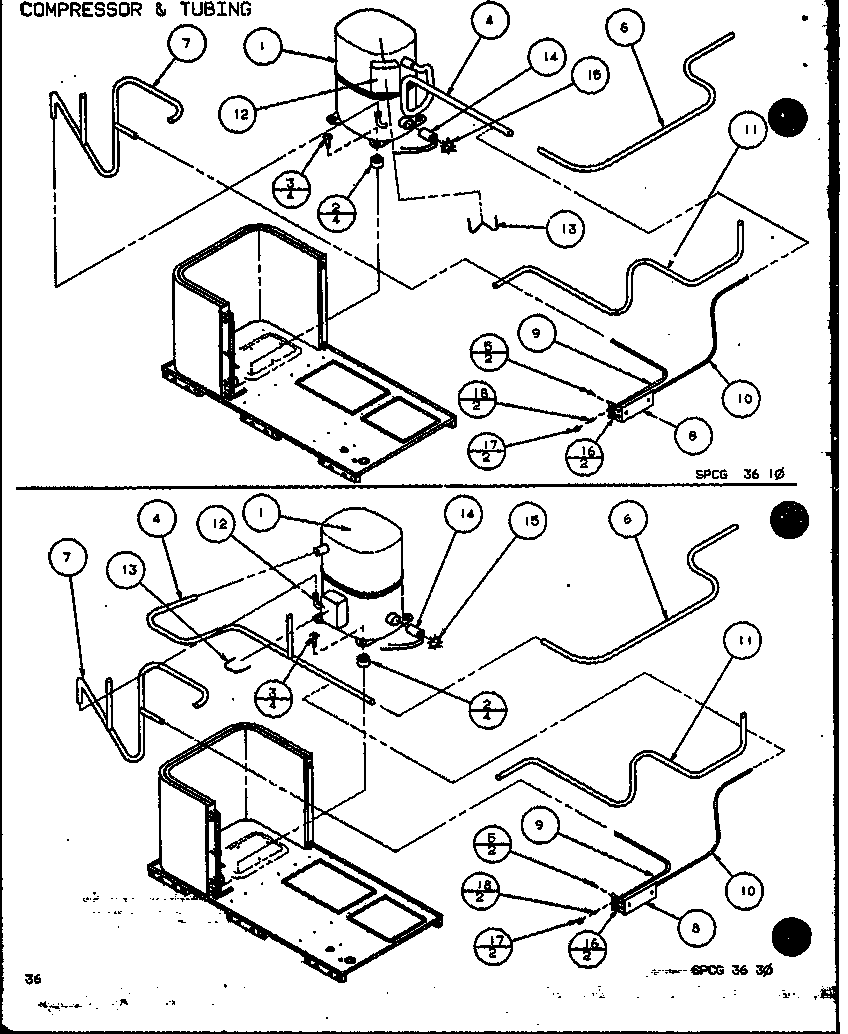 Compressor & tubing (spcg360451a/p9999307c) (spcg360453a/p9999308c) (spcg360701a/p9999309c) (spcg360703a/p9999310c) (spcg360901a/p9999311c) (spcg360903a/p9999312c)