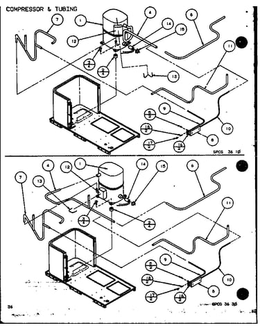Compressor & tubing (spcg360451a/p9999307c) (spcg360453a/p9999308c) (spcg360701a/p9999309c) (spcg360703a/p9999310c) (spcg360901a/p9999311c) (spcg360903a/p9999312c)