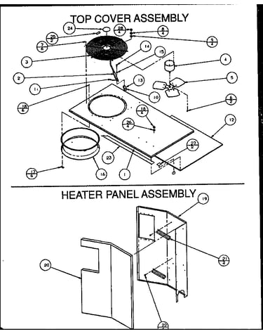 Top cover assembly/heater panel assembly