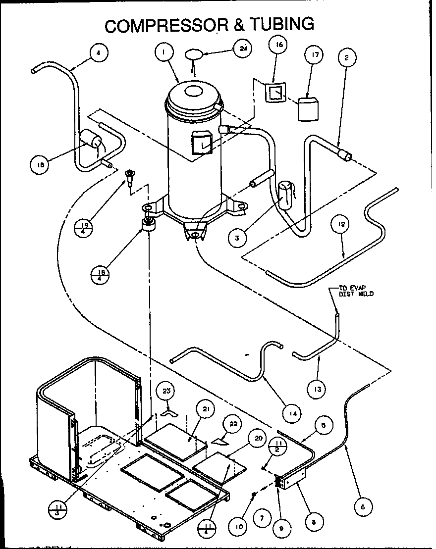 Compressor & tubing (pcb24a0002a/p1152201c) (pcb24b0002a/p1152204c) (pcb30a0002a/p1152202c) (pcb30b0002a/p1152205c) (pcb36b0002a/p1152206c) (pcb36a0002a/p1152203c)