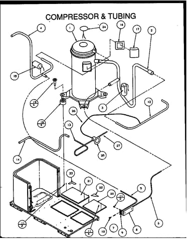 Compressor & tubing (pcb42a0002a/p1152301c) (pcb42b0002a/p1152302c) (pcb48b0002a/p1152303c) (pcb60b0002a/p1152305c)