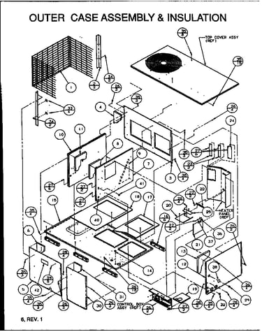 Outer case assembly & insulation (pca24b0002a/p1153601c) (pca30b0002a/p1153602c) (pca36b0002a/p1153603c) (pca36b0003a/p1153604c) (pca36b0004a/p1153605c)