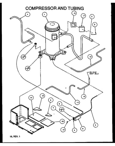 Compressor and tubing (pca42b0002a/p1153701c) (pca42b0003a/p1153702c) (pca48b0002a/p1153703c) (pca48b0003b/p1153708c) (pca48b0003a/p1153704c) (pca48b0002b/p1153707c) (pca48b0004a/p1153709c) (pca60b0002a/p1153705c) (pca60b0003a/p1153706c) (pca60b0004a/p115