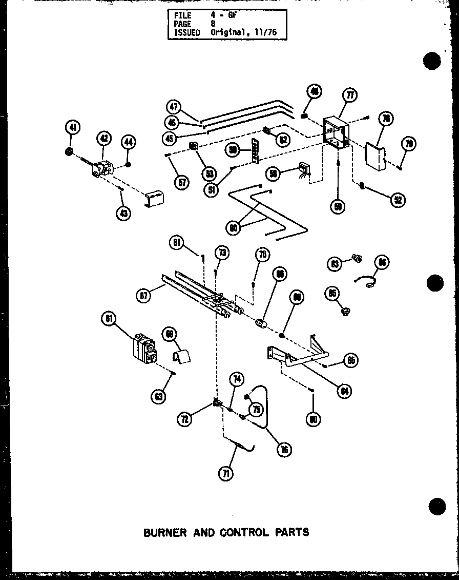 Burner and control parts (gl120e-r3/p96328-15f) (gl140e-r4/p96328-16f) (gl160e-r4/p96328-17f) (gl200e-r4/p96328-18f)