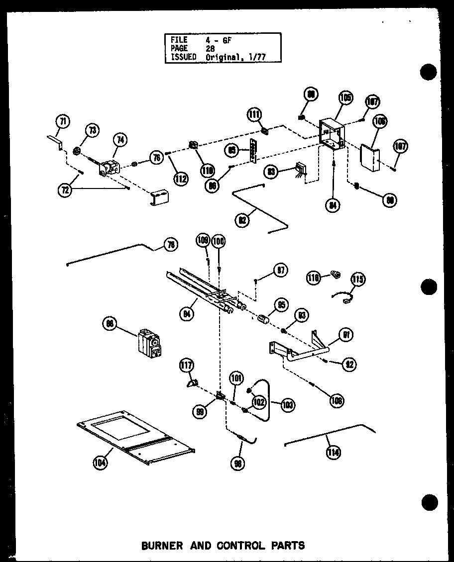 Burner and control parts (gh80de-2/p96380-3f) (gh105e-r3/p96380-8f) (gh120e-r3/p96380-12f) (gh140e-r4/p96380-15f) (gh200e-r4/p96380-17f) (gh160e-r4/p96380-18f)